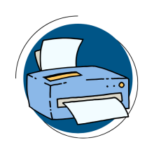 blue printer with paper