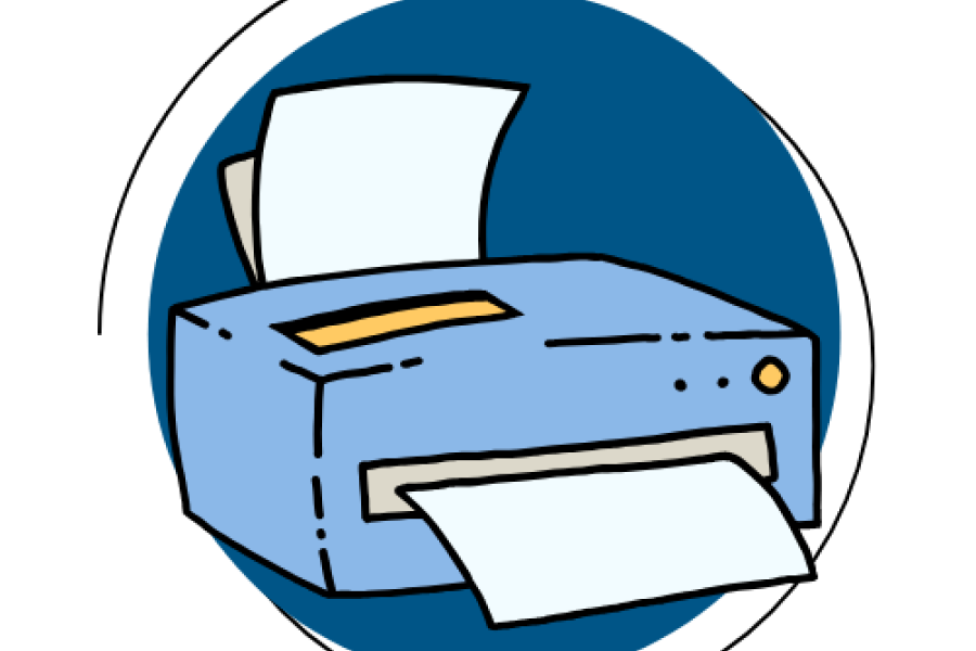 blue printer with paper