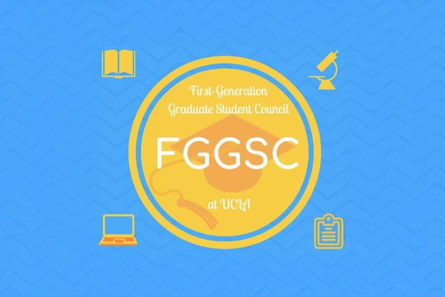 First-Gen Graduate Student Council then in short FGGSC in yellow logo with blue background