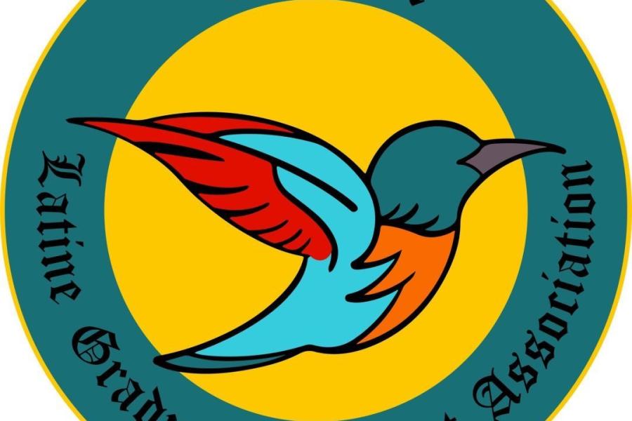 UCLA at the top and Latine Graduate Student Association at the bottom with a hummingbird in the middle